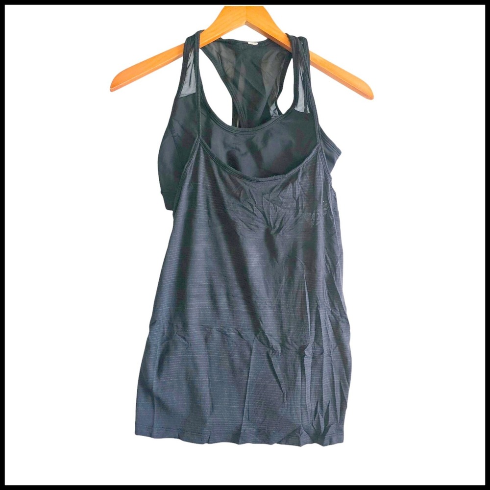 Lululemon‎ Tank Top Workout Built-In Bra Mesh Racerback Athletic Black size 6